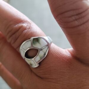 Silver 925 marble women's ring size 7